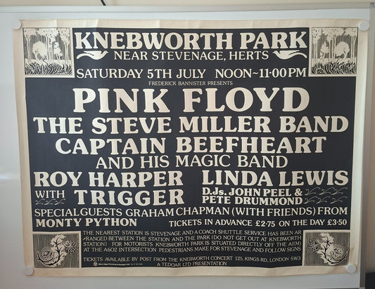 Pink Floyd Rare Original Large 1st Print July 1975 Knebworth Park Poster
