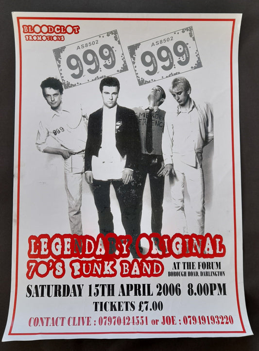 999 Poster - The Forum Darlington 15 April 2006 Gig - Music Poster Shop