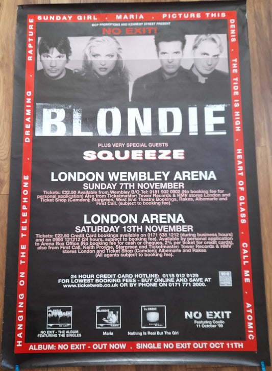 Blondie - No Exit Tour Poster 1999 for Wembley and London Arenas - Music Poster Shop