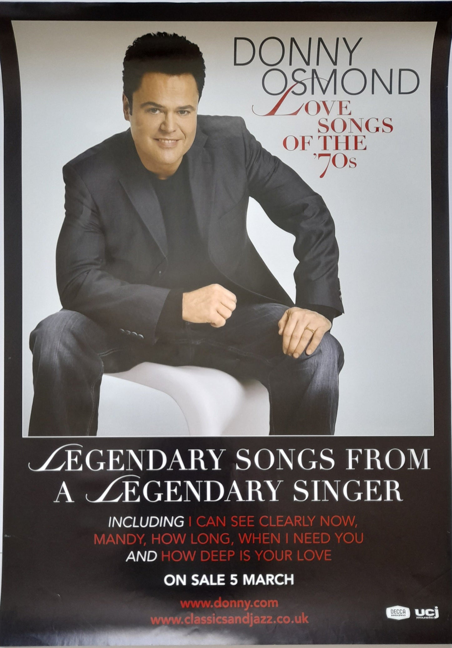 Donny Osmond Love Songs of the 70s CD Promotional Poster - Music Poster Shop