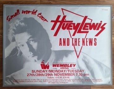 Huey Lewis and The News Small World Tour Poster Wembley Arena 1988 - Music Poster Shop