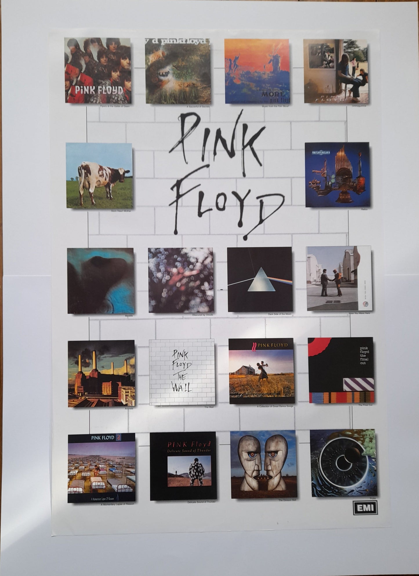 Pink Floyd EMI Album Poster, The Wall, The Division Bell, Dark Side of the Moon