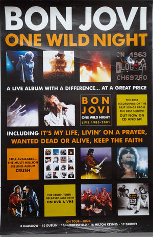 Bon Jovi One Wild Night Live 1985-2001 Promo Poster 2001