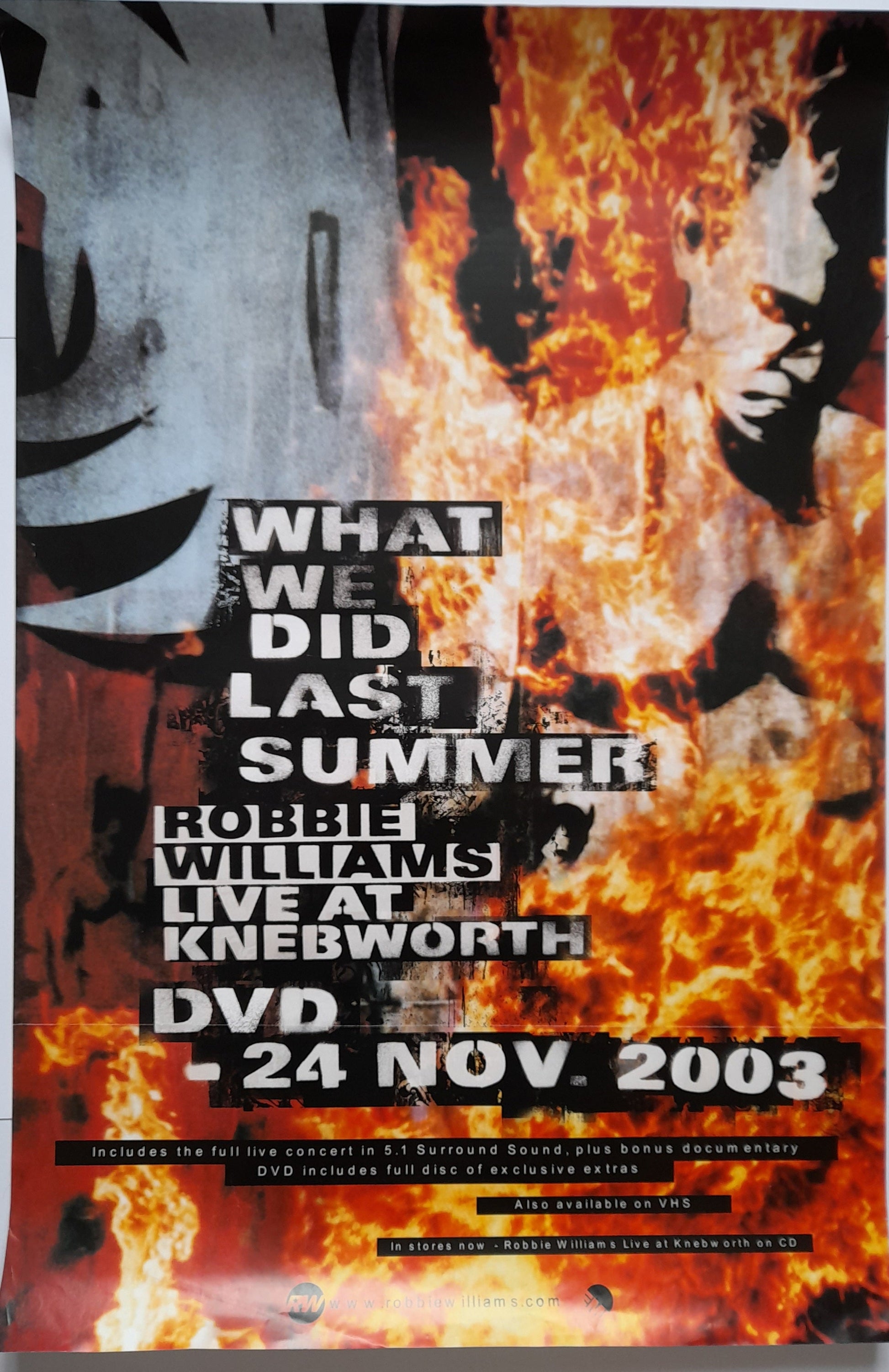Robbie Williams What We Did Last Summer live at knebworth dvd UK Promotional Poster - RewindPressPlay