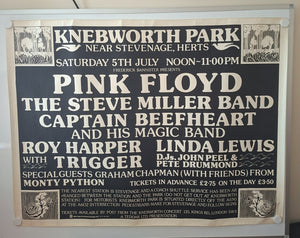 Pink Floyd Rare Original Large 1st Print July 1975 Knebworth Park Poster