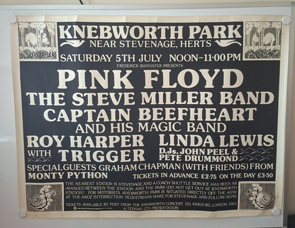 Pink Floyd Rare Original Large 1st Print July 1975 Knebworth Park Poster