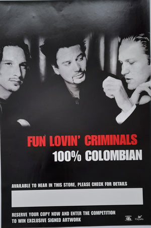 Fun Lovin' Criminals 100% Colombian Original Promo Poster 1998