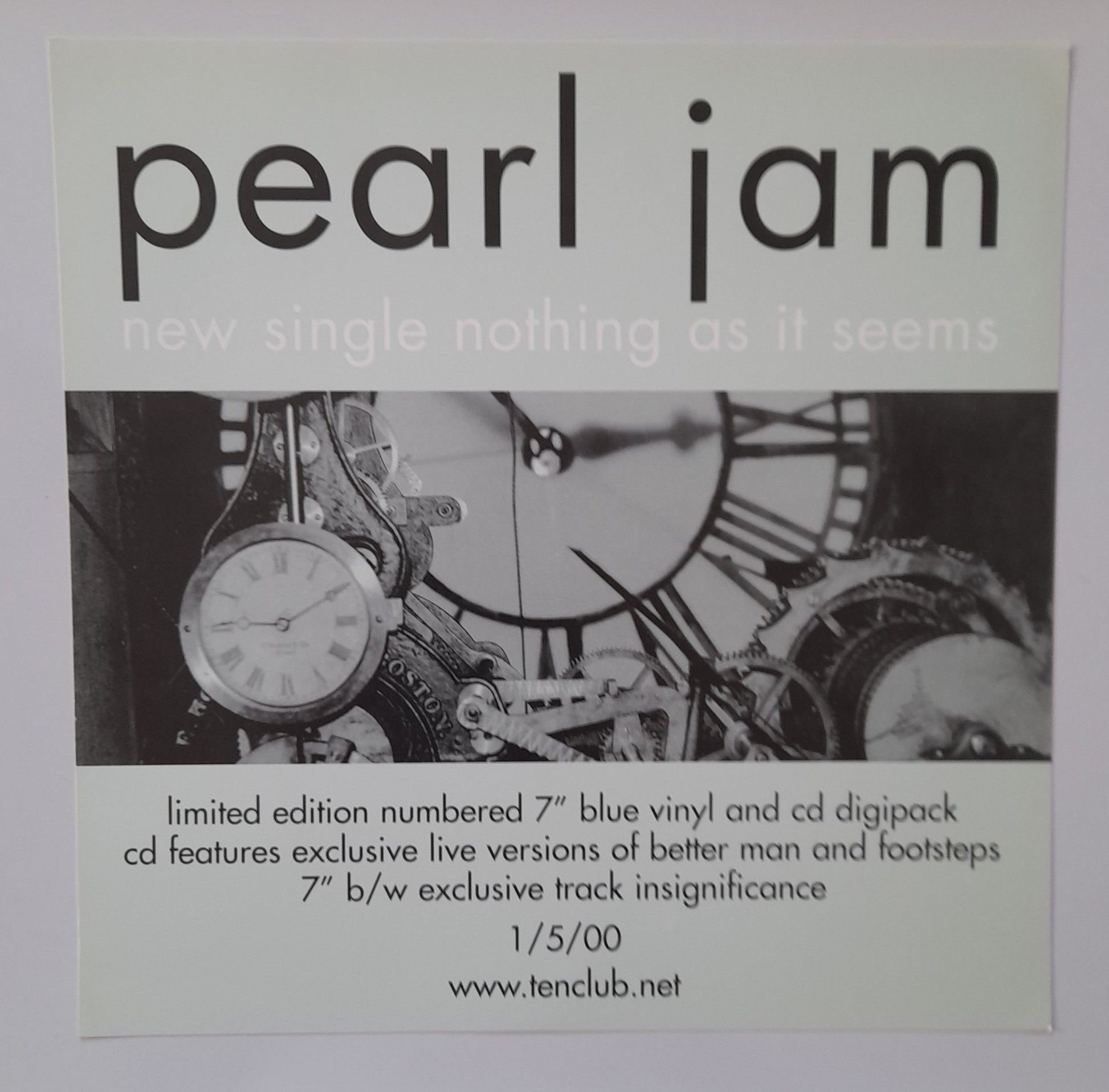 Pearl Jam - Nothing As It Seems - Window Promo Card